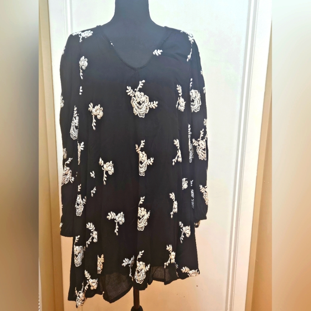 Free People Embroidered Cutout Mini Dress Size M